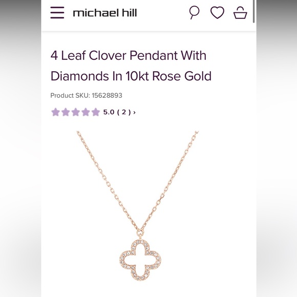 MIchael hill 4 Leaf Clover Pendant With Diamonds In 10kt Rose Gold - Picture 1 of 9